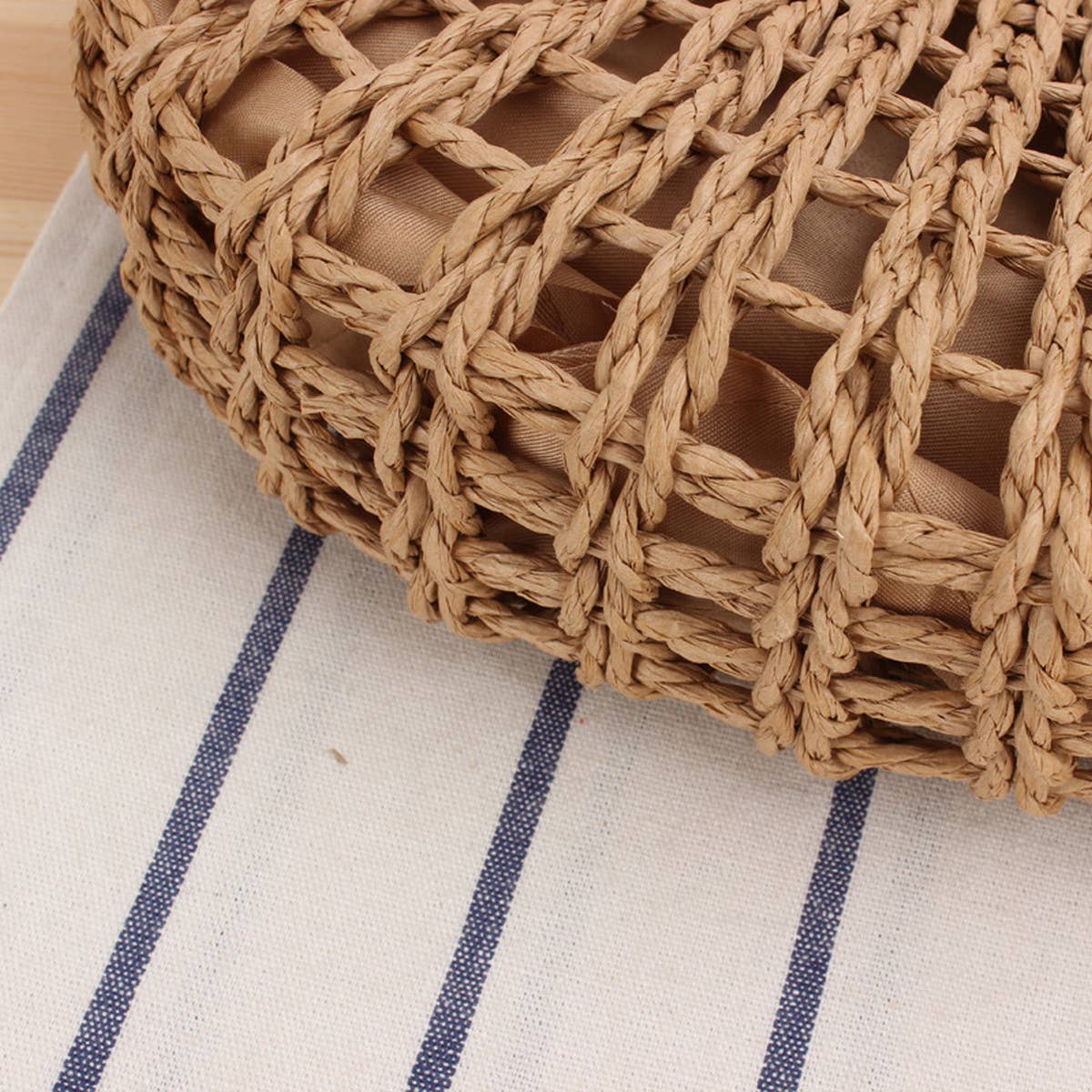 Semi-Circle Hollow Rattan Hand Bag