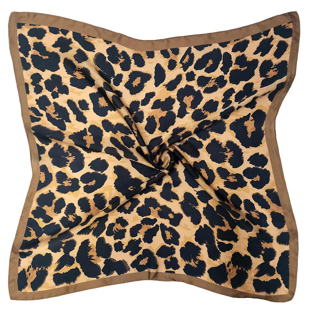 Framed Border Leopard Print Square Scarf