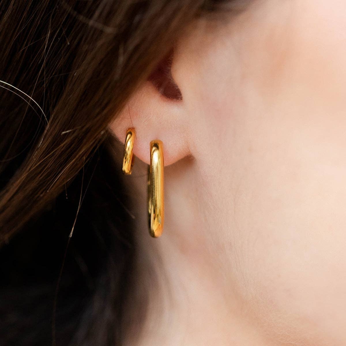Contemporary Oblong Hoops, Water-Resistant