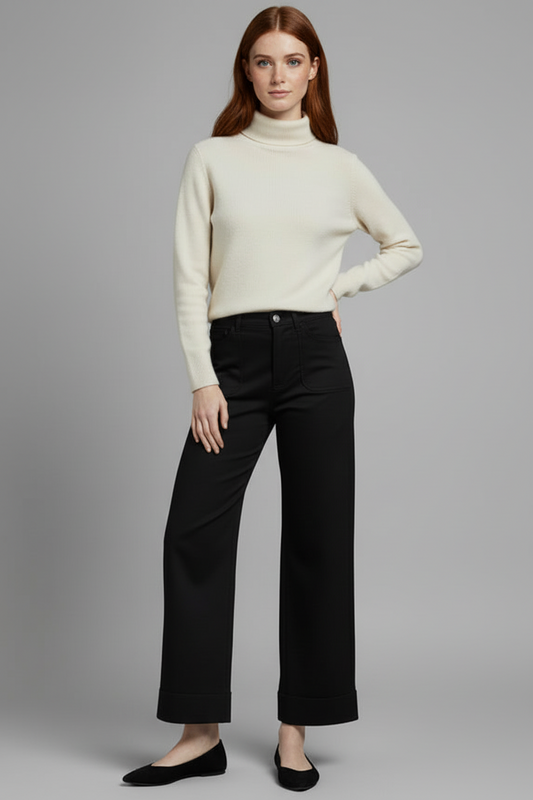 Black Button Stretch Pants