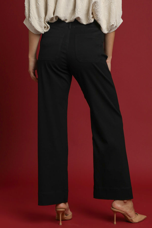 Black Button Stretch Pants