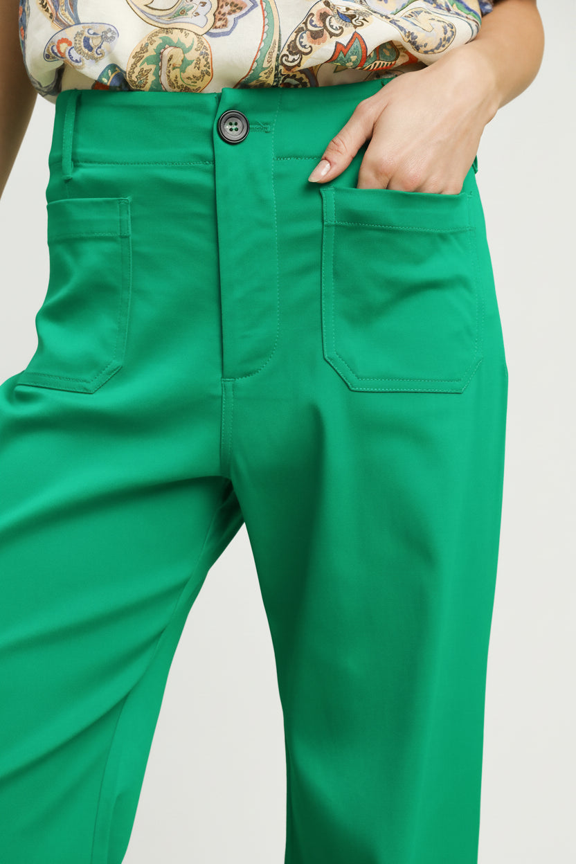 Green pants with a plain background