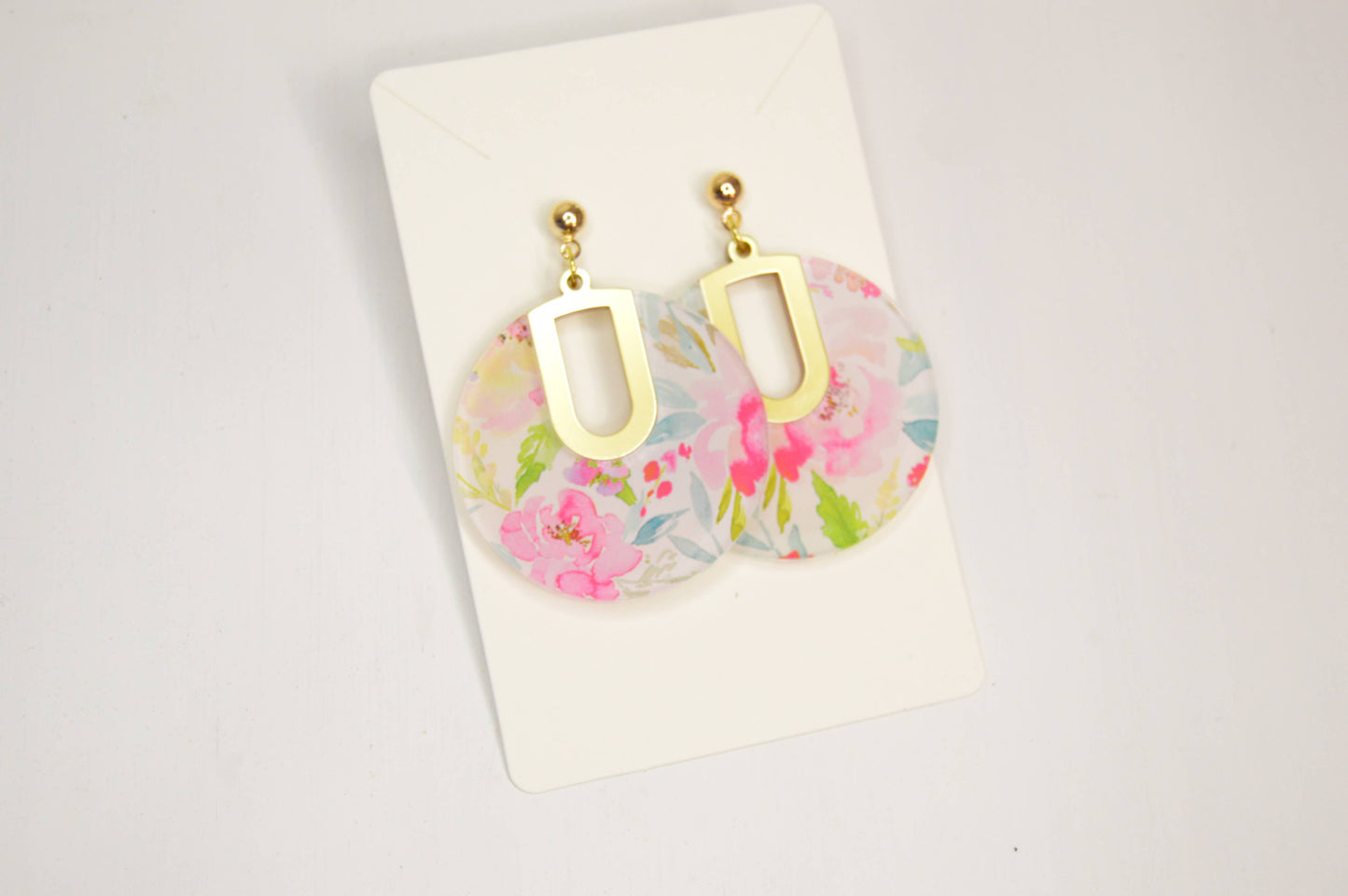 Floral Notch Filled Circle Acrylic Earrings