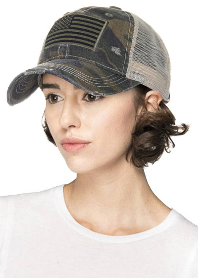 C.C Camouflage with Flag Baseball Cap