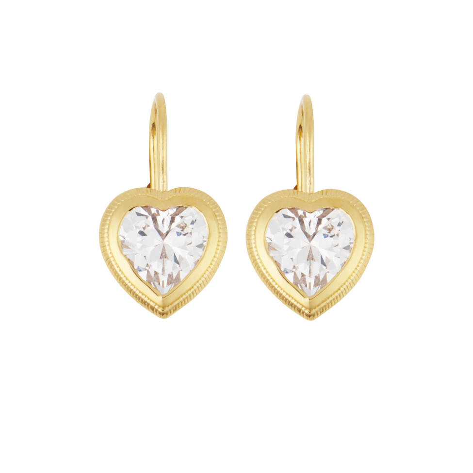HART - Bezel Heart Drop Earrings
