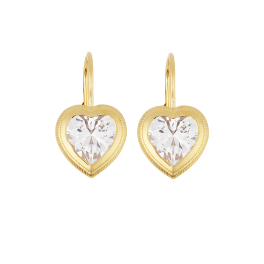 HART - Bezel Heart Drop Earrings
