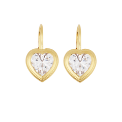 HART - Bezel Heart Drop Earrings