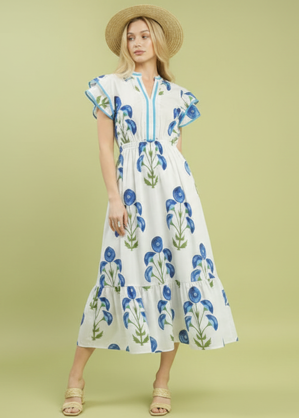 Blossom Meadow Print Midi Dress