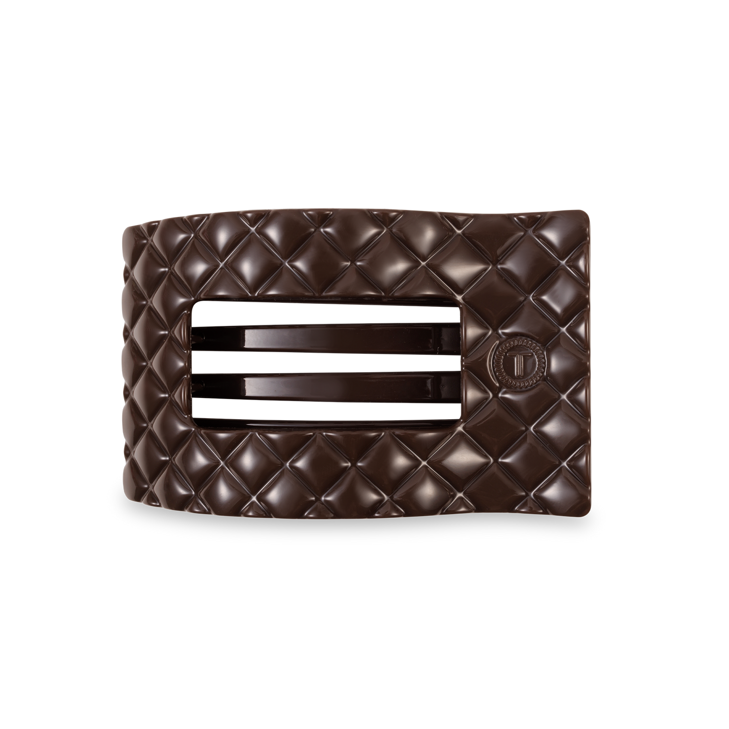 TELETIES - Flat Rectangle Hair Clip | Medium | Truly Taupe Quilted
