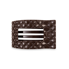 TELETIES - Flat Rectangle Hair Clip | Medium | Truly Taupe Quilted