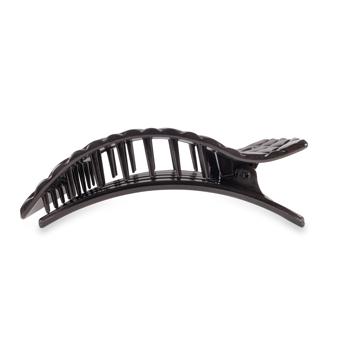 TELETIES - Flat Rectangle Hair Clip | Large | Jet Black Quilted