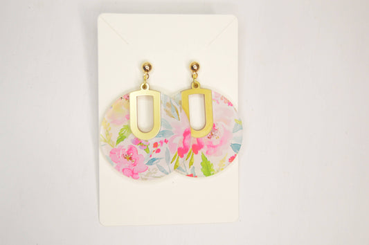 Floral Notch Filled Circle Acrylic Earrings