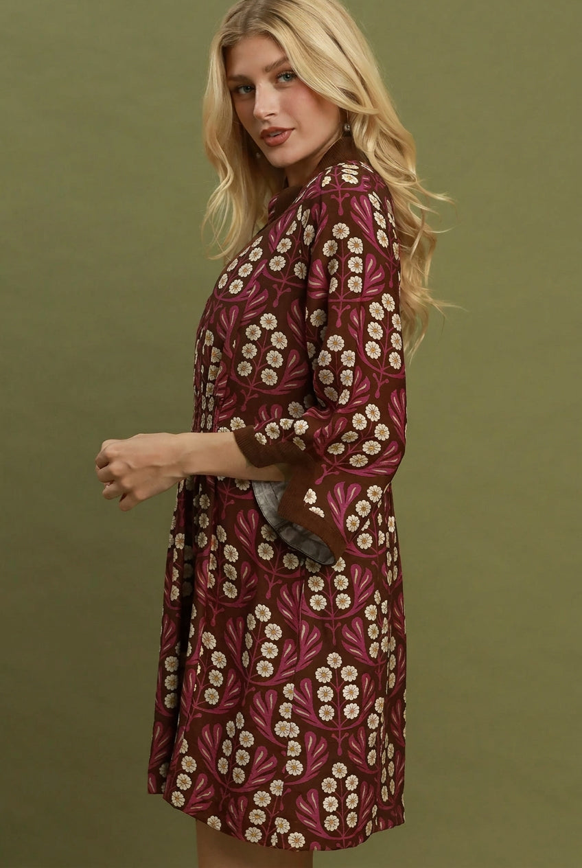 Floral Print Smocked Waist Dress