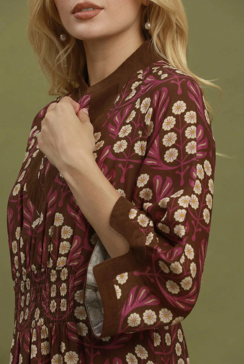 Floral Print Smocked Waist Dress