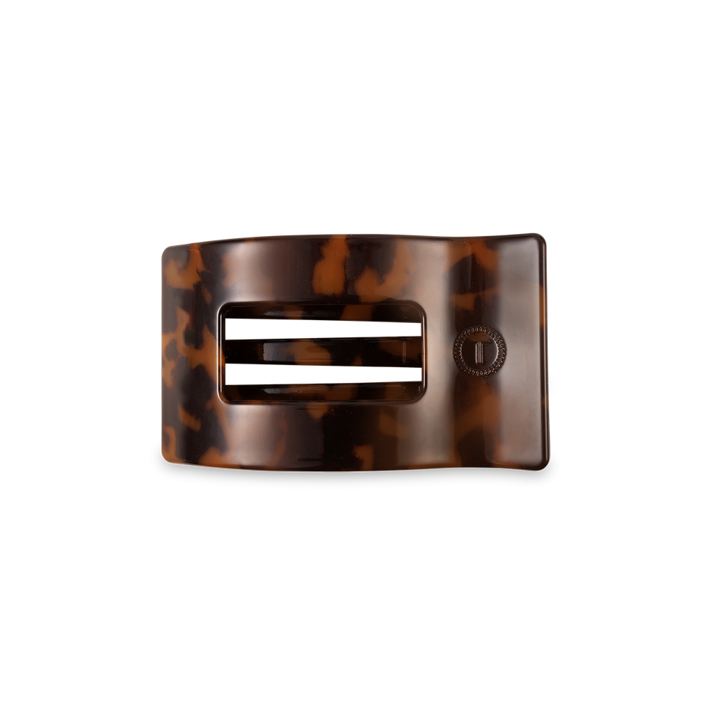 TELETIES - Flat Rectangle Hair Clip | Small | Tortoise