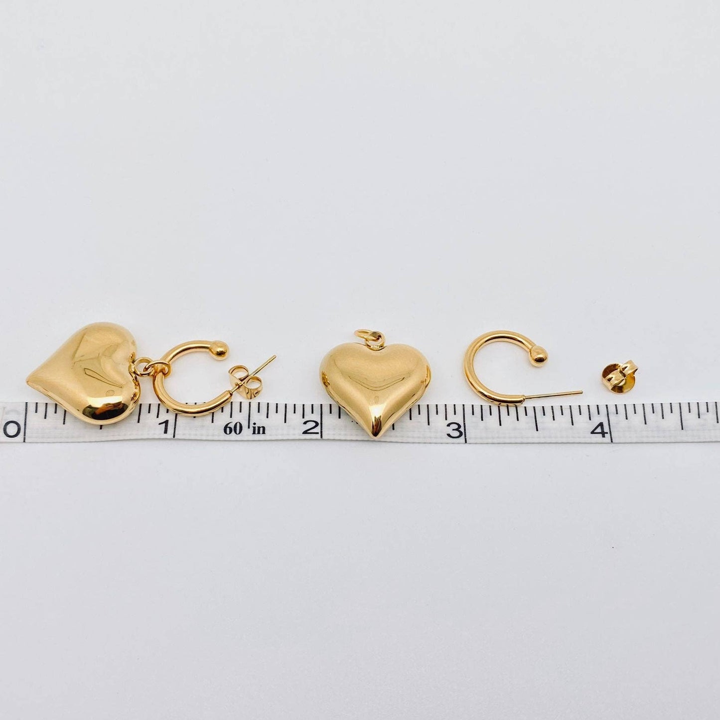 18K Gold Plated Heart Charm Earrings