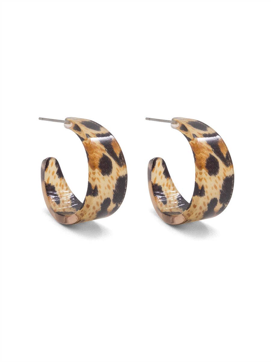 ZENZII - Small Resin Leopard Hoop Earring