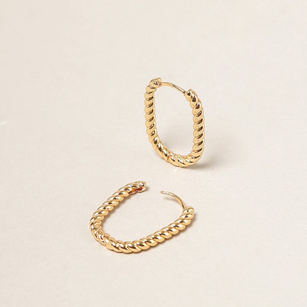 14K Gold Dipped U Shaped Twist Hoop Earrings