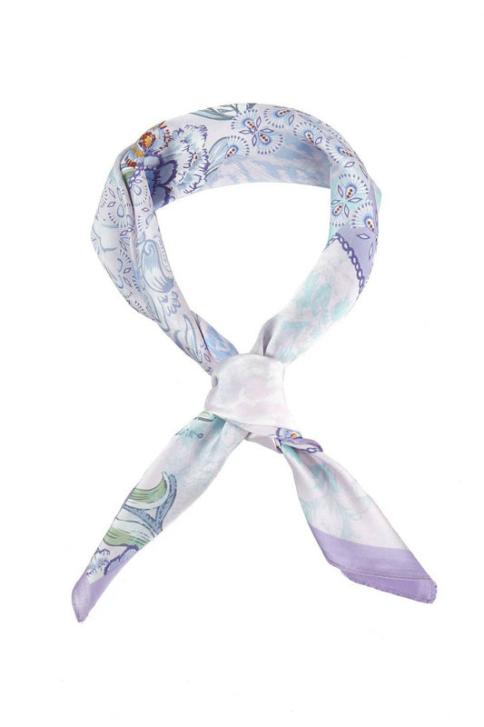 Abstract Floral Square Satin Scarf