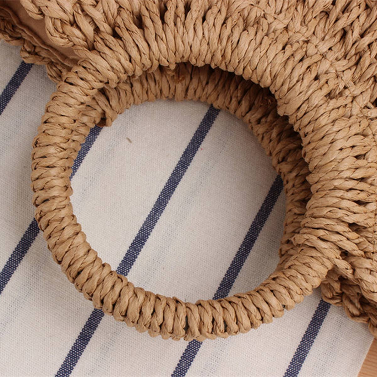 Semi-Circle Hollow Rattan Hand Bag