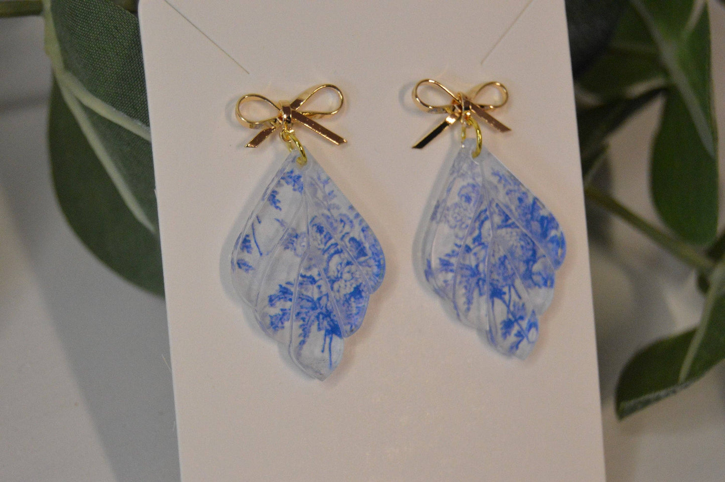 Blue Chinoiserie Drop Earrings