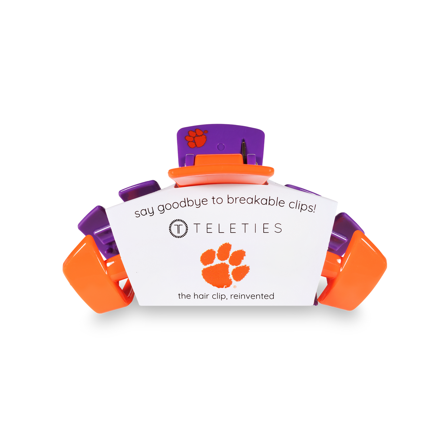 TELETIES - Classic College Hair Clip | Medium | Clemson Univ.
