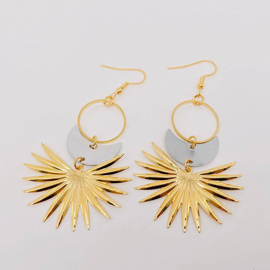 Sun Moon Creative Dangle Earrings - MS