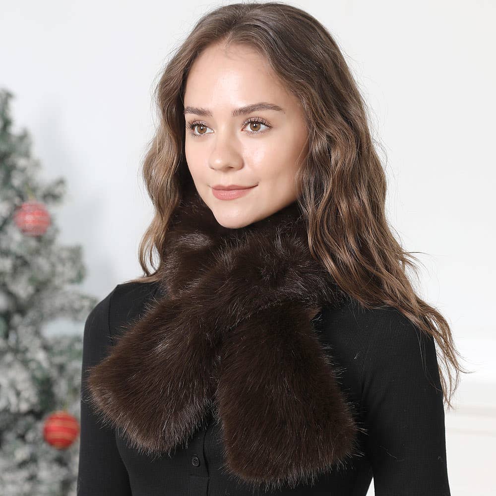 Solid Faux Fur Pull-Through Winter Scarf