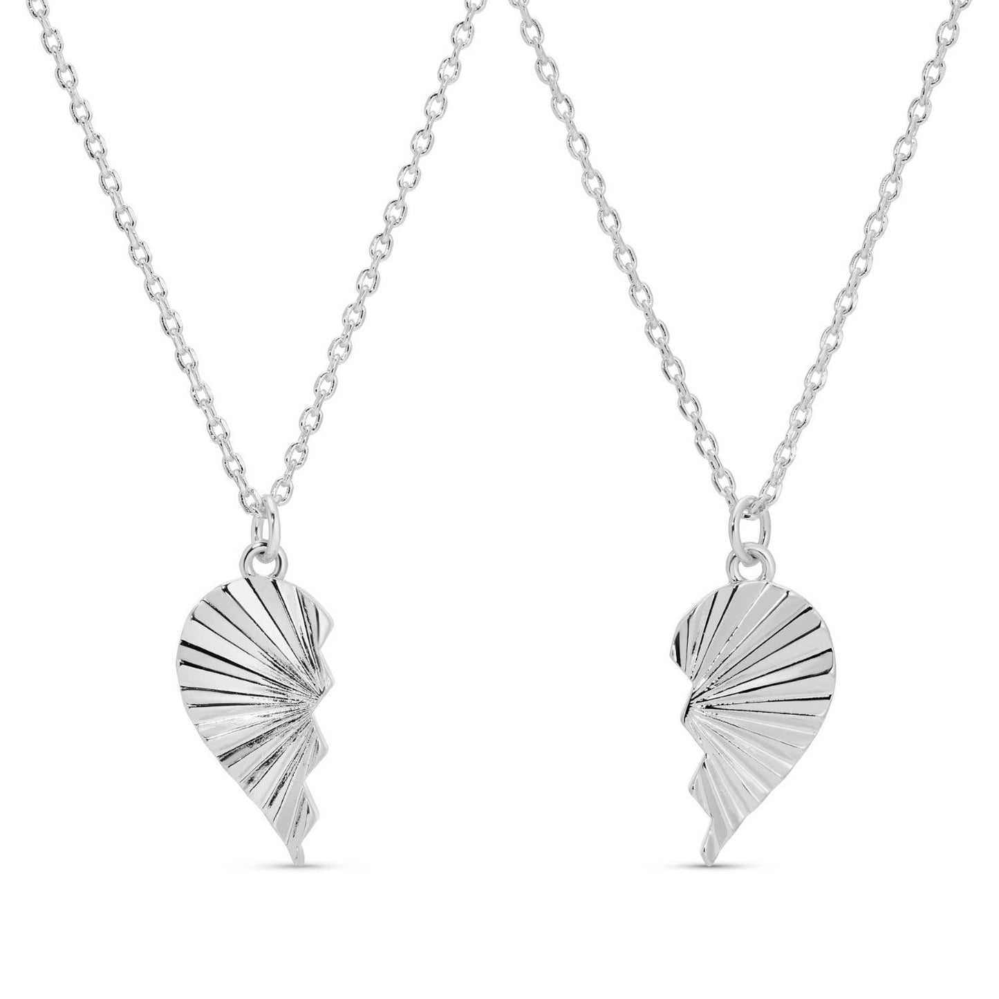 Be Connected - Pair Of Heart Halves Friendship Necklaces