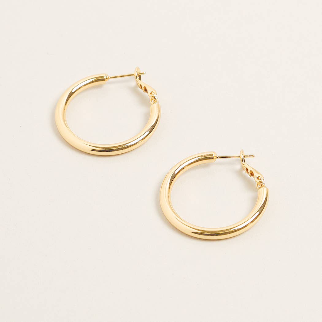 14K Gold Dipped Omega Closure Hoop Earrings