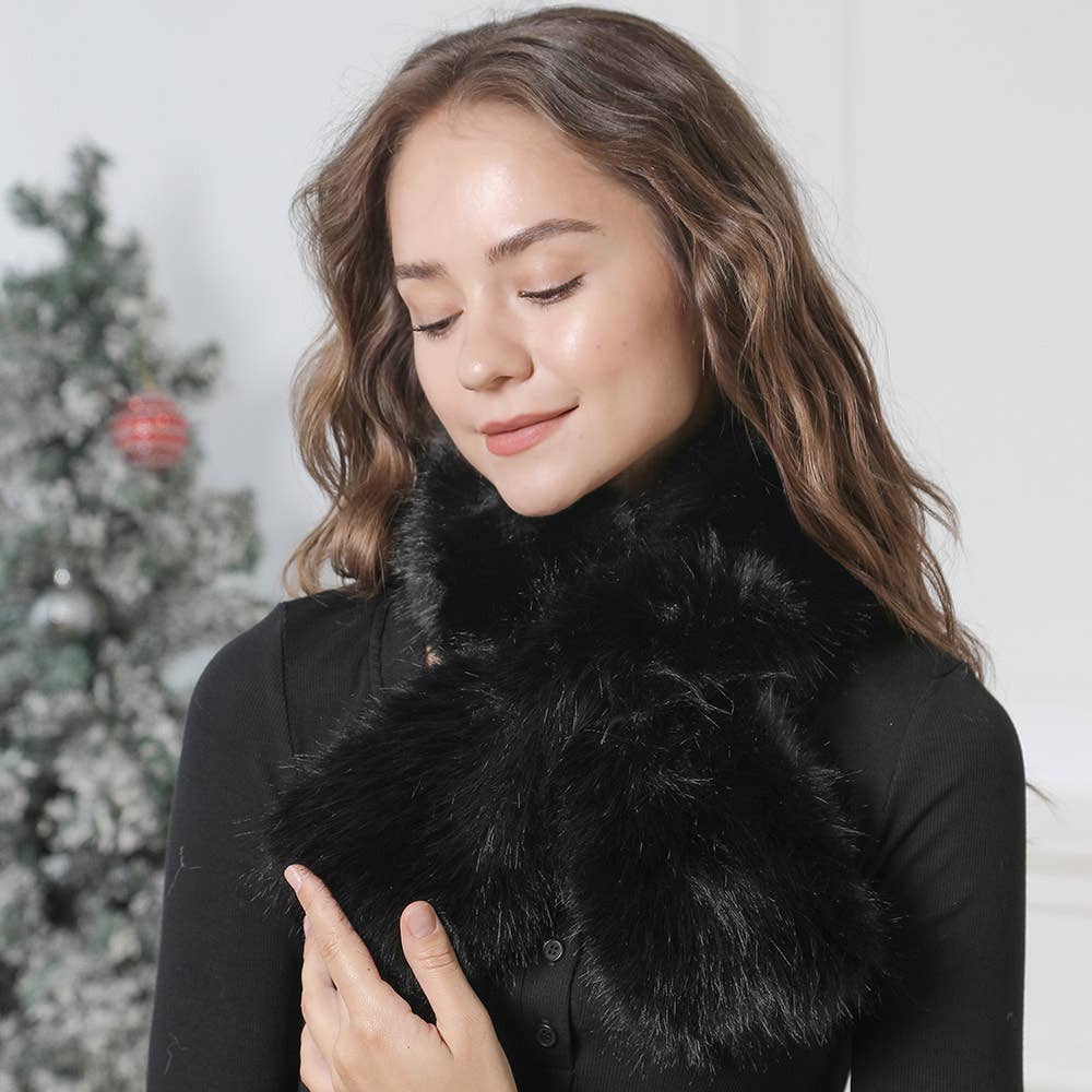 Solid Faux Fur Pull-Through Winter Scarf