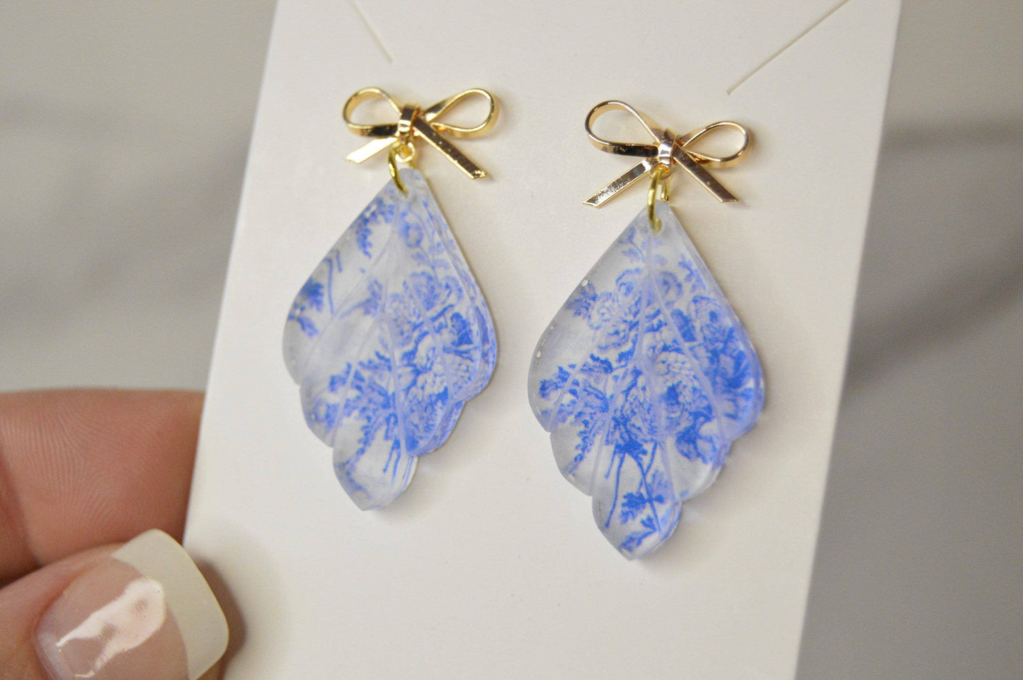 Blue Chinoiserie Drop Earrings