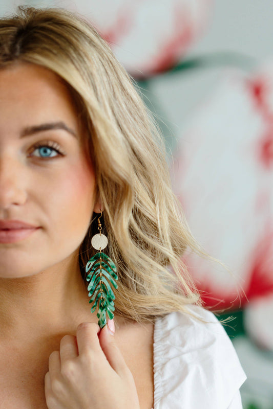 Green Palm Earrings