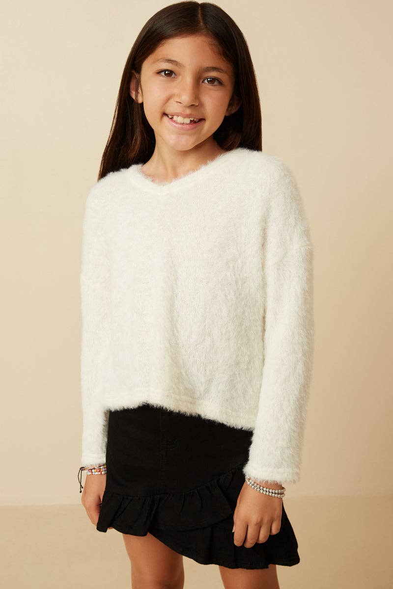 Girls Mohair V Neck Sweater Top