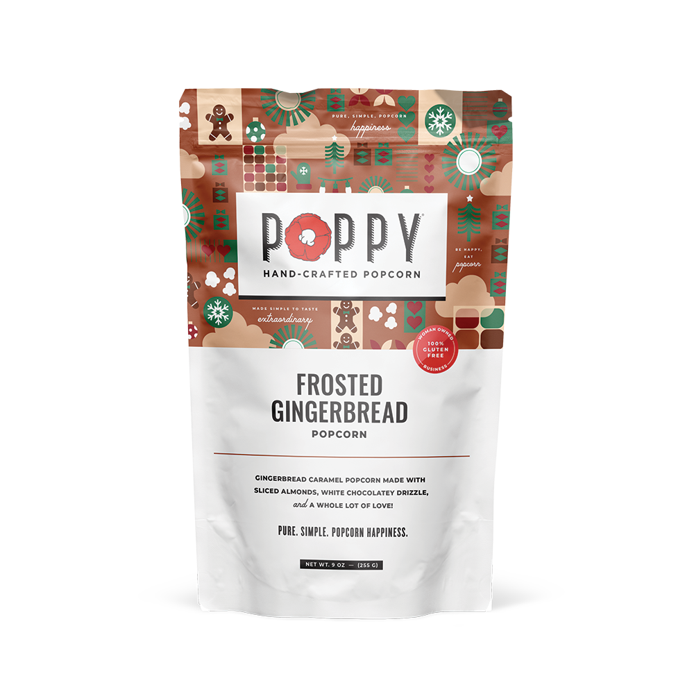 Poppy Hand-Crafted Popcorn - Frosted Gingerbread Popcorn Holiday