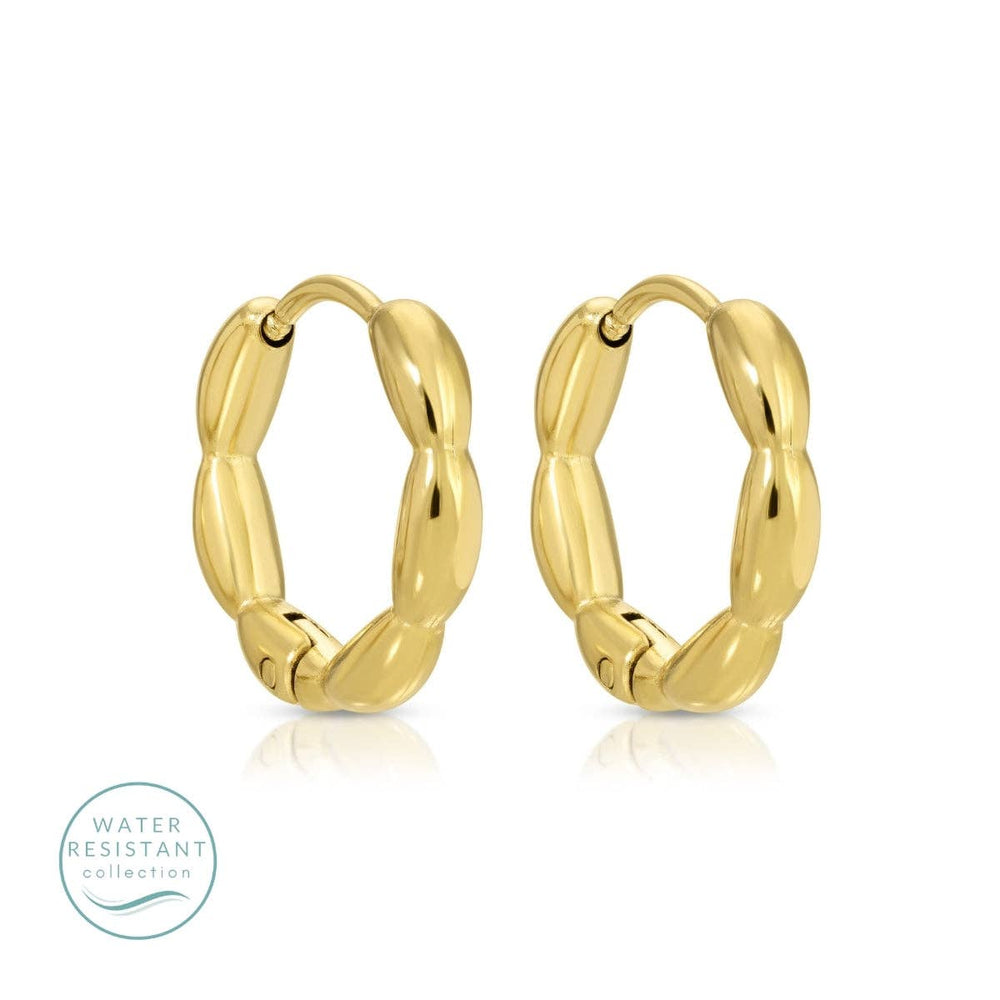 Scalloped Huggie Earrings, Water-Resistant