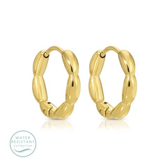 Scalloped Huggie Earrings, Water-Resistant