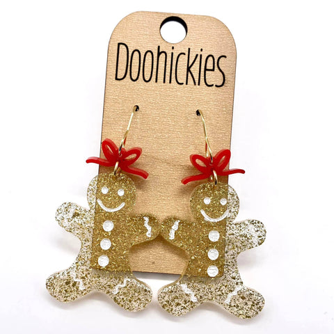 Red Bow and Gingerbread Dangles