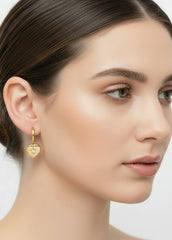 18K Gold Plated Heart Huggie Earrings