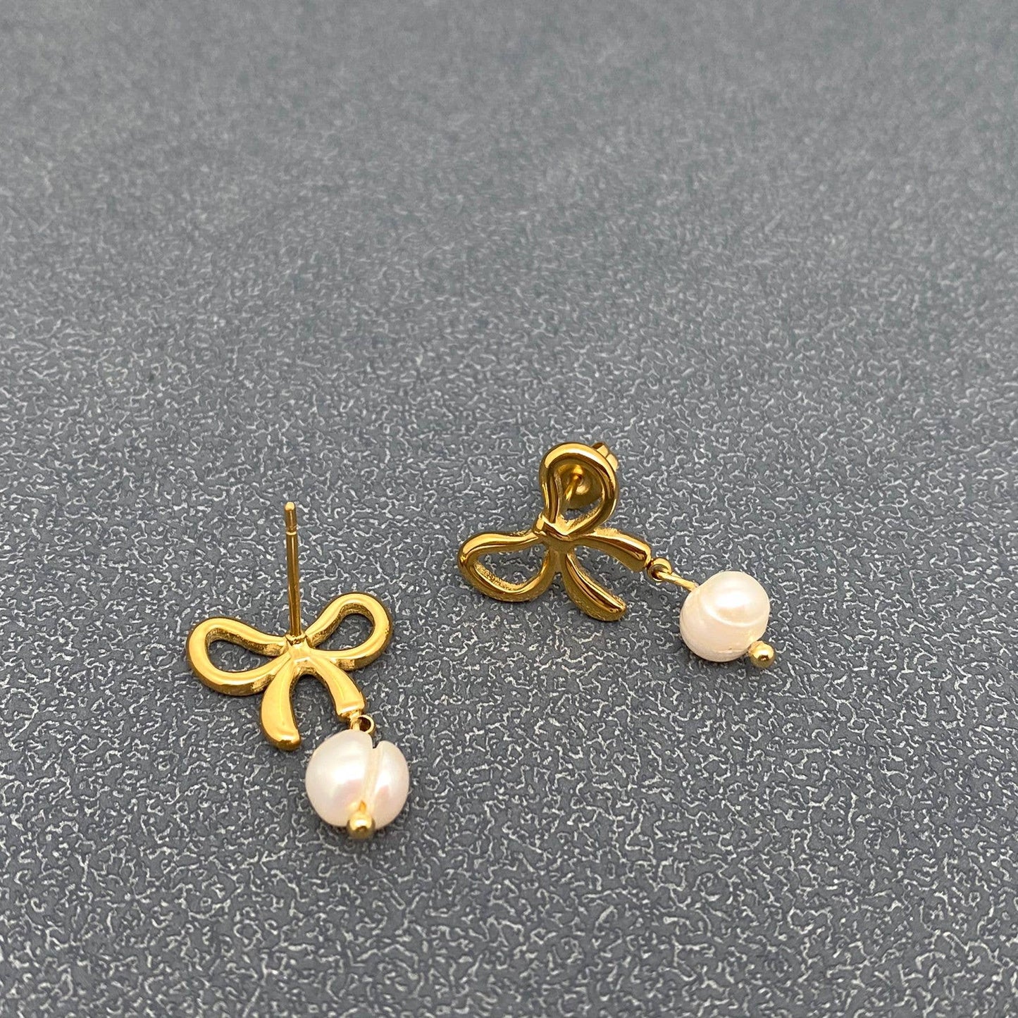 Bow + Pearl 18K Gold Plated Earrings