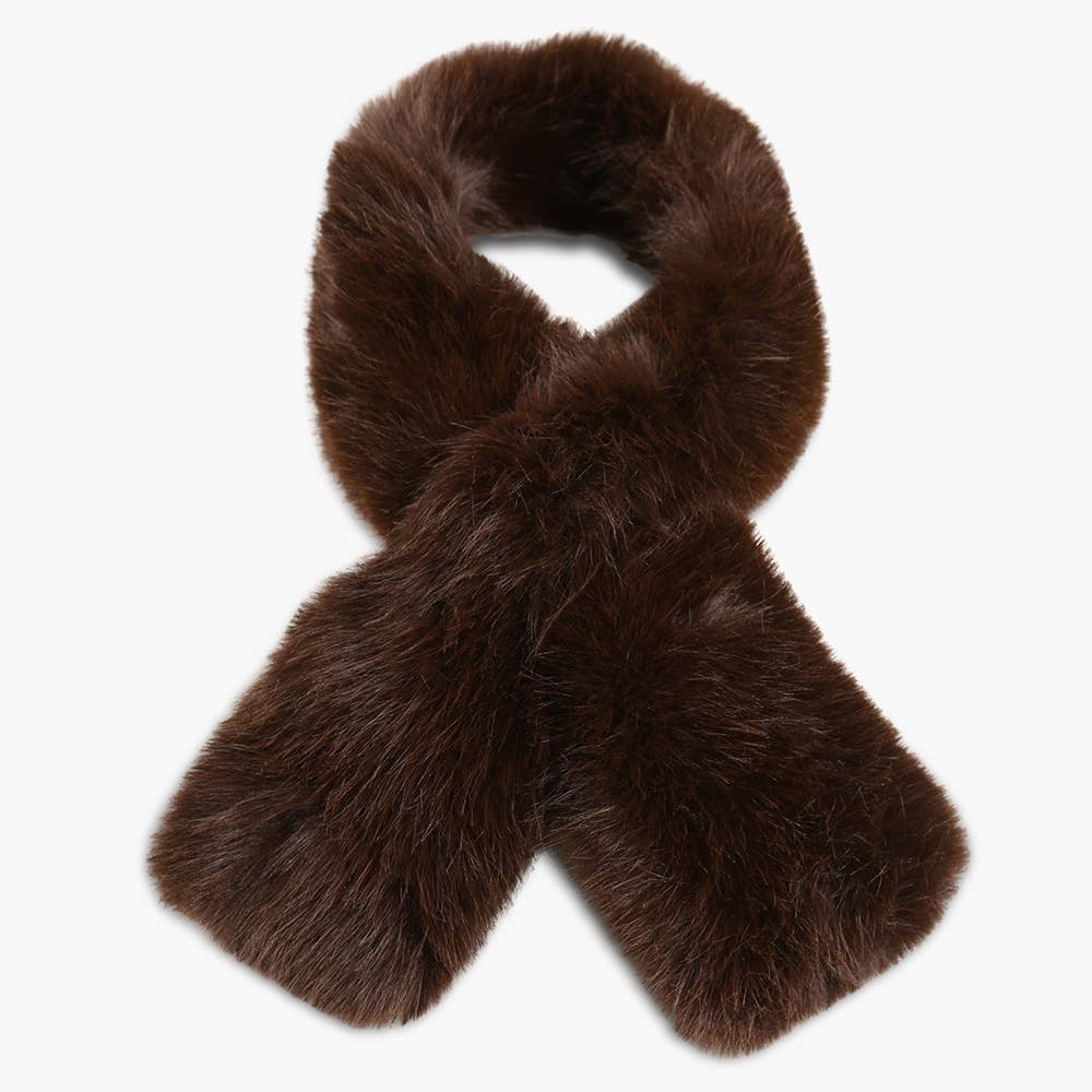 Solid Faux Fur Pull-Through Winter Scarf