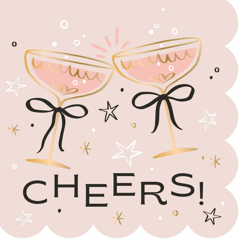 Cheers Bows Foil Funny Cocktail Napkins