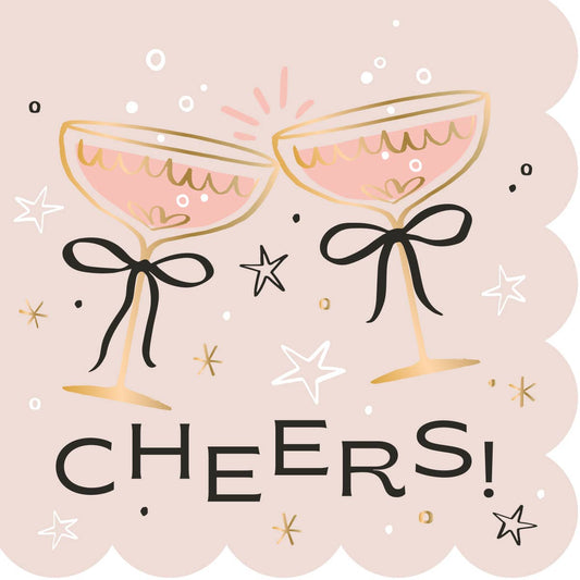 Cheers Bows Foil Funny Cocktail Napkins