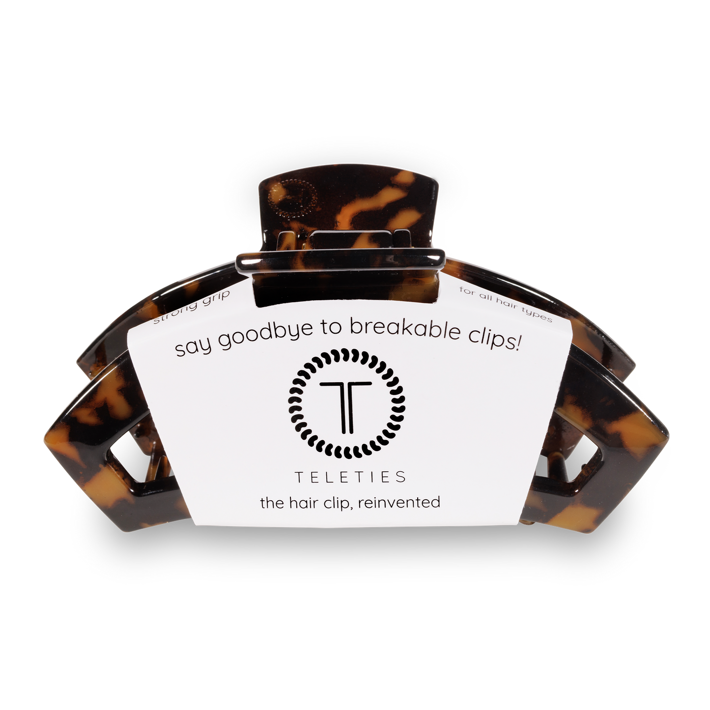 TELETIES - Open Hair Clip | Large |  Tortoise