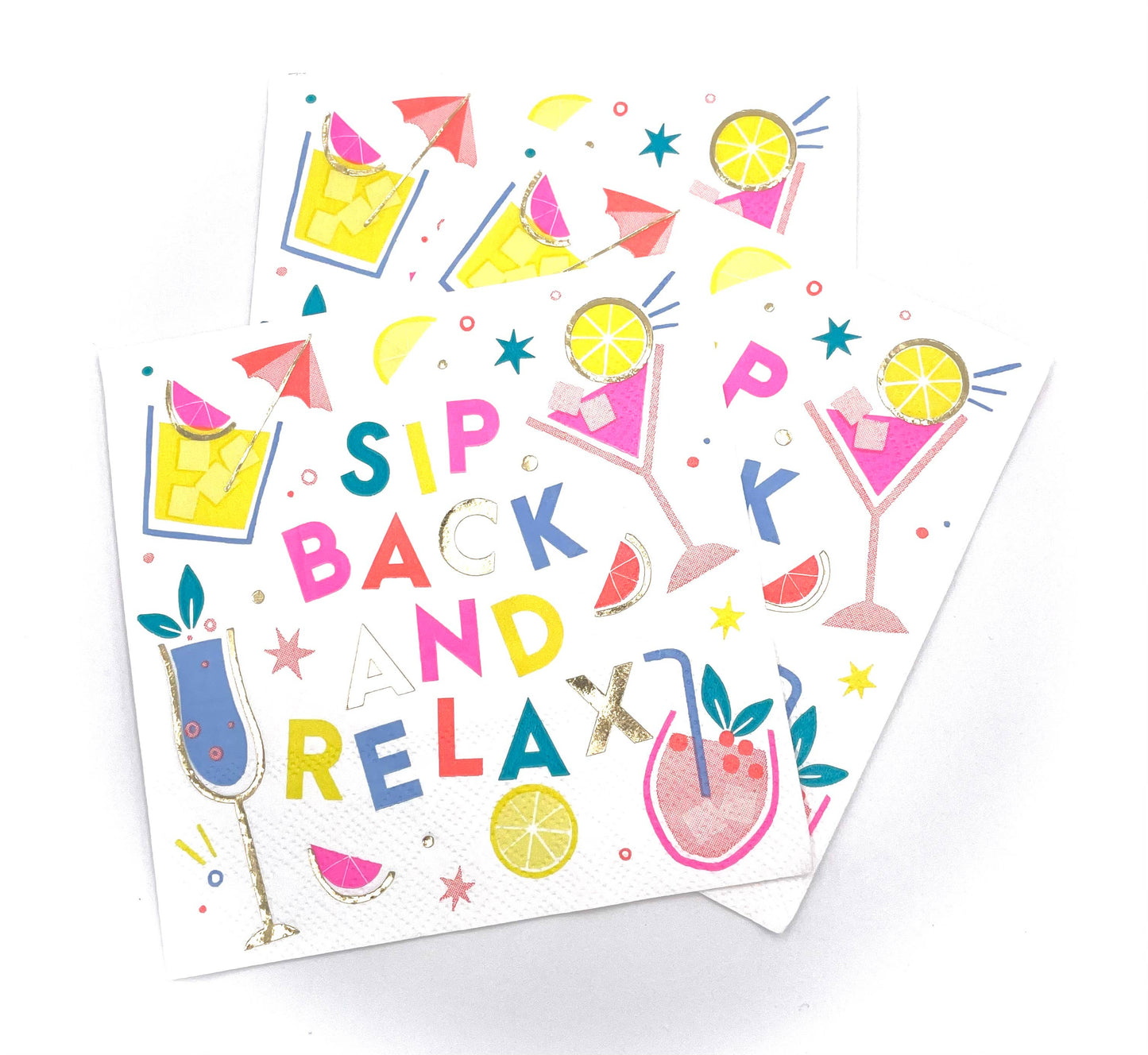 Sip Back and Relax Foil Funny Cocktail Napkins