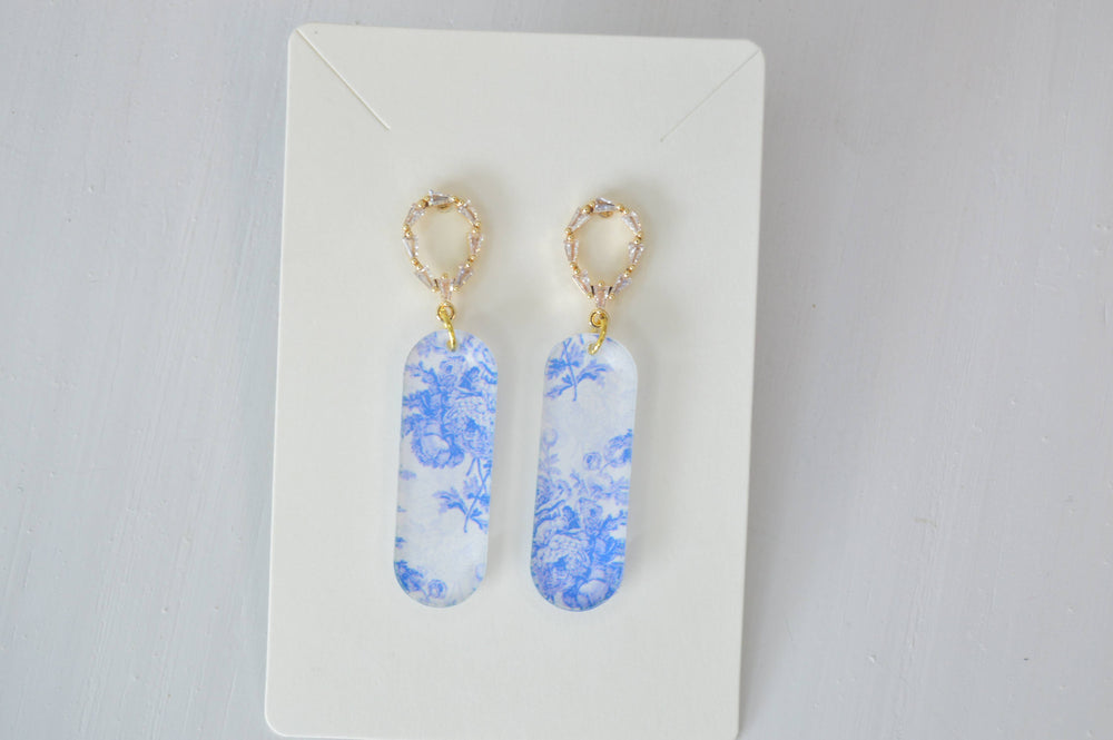 Long Oval Dangle Acrylic Earrings