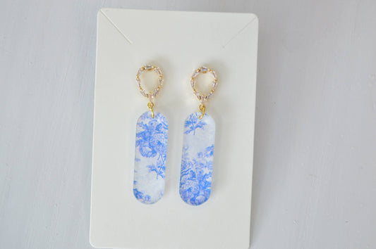 Long Oval Dangle Acrylic Earrings