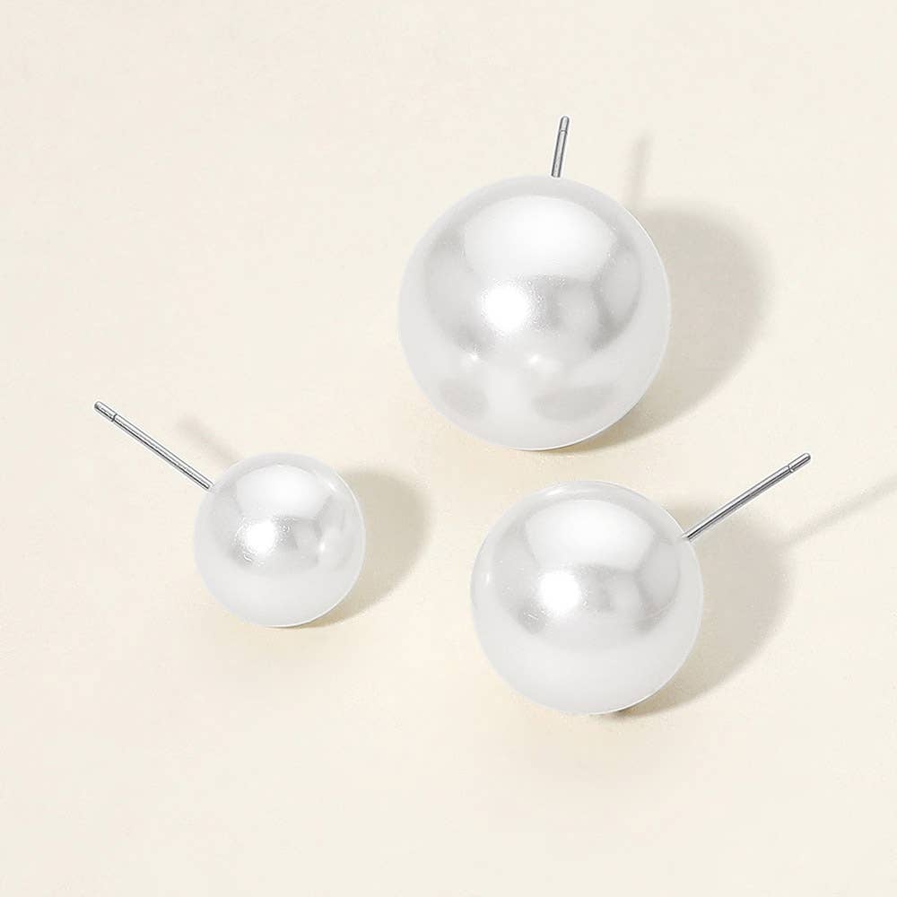 3 Pairs - Pearl Stud Earring Set