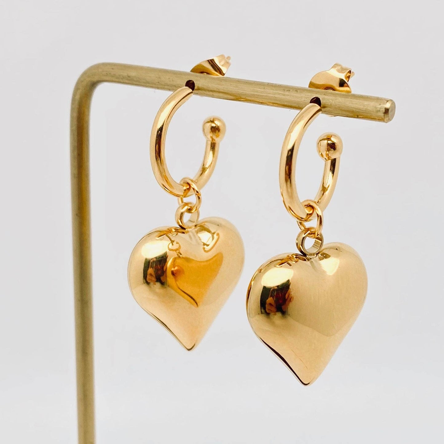 18K Gold Plated Heart Charm Earrings