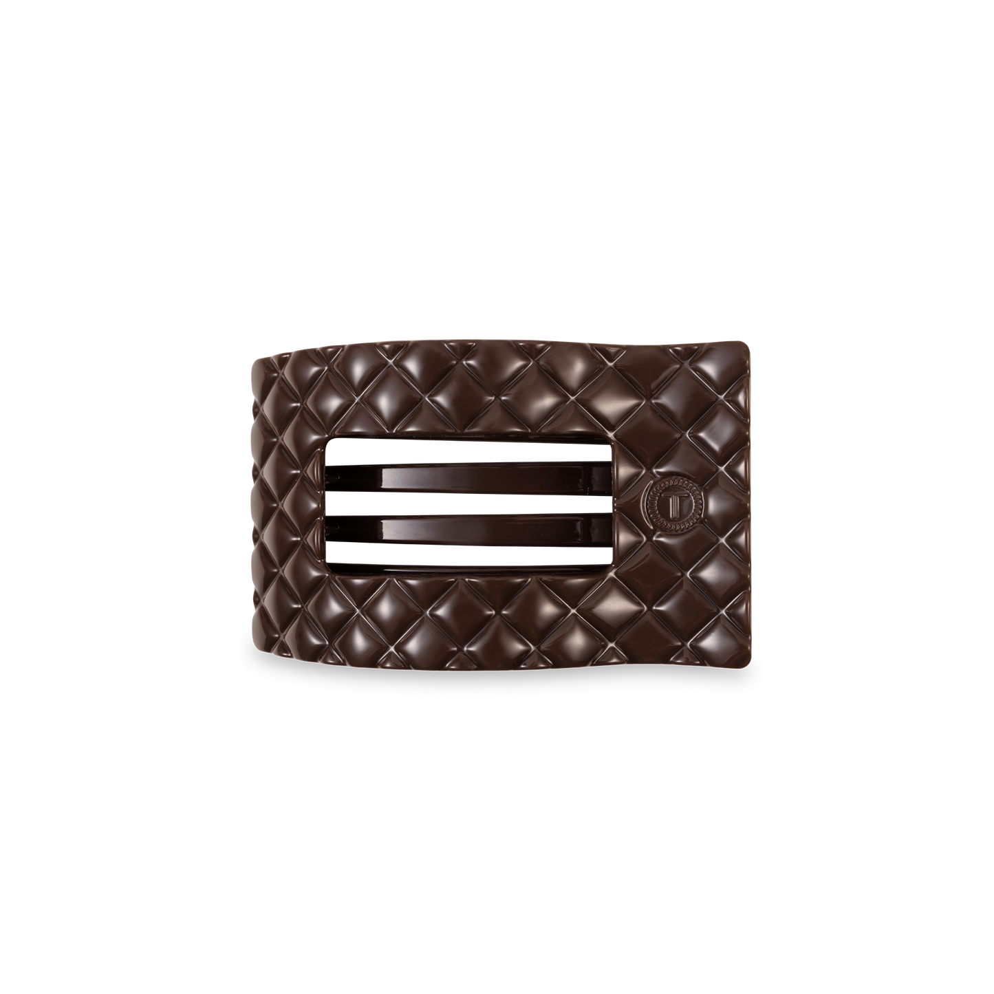 TELETIES - Flat Rectangle Hair Clip | Small | Truly Taupe Quilted
